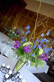 minneapolis wedding flowers centerpiece purple blue