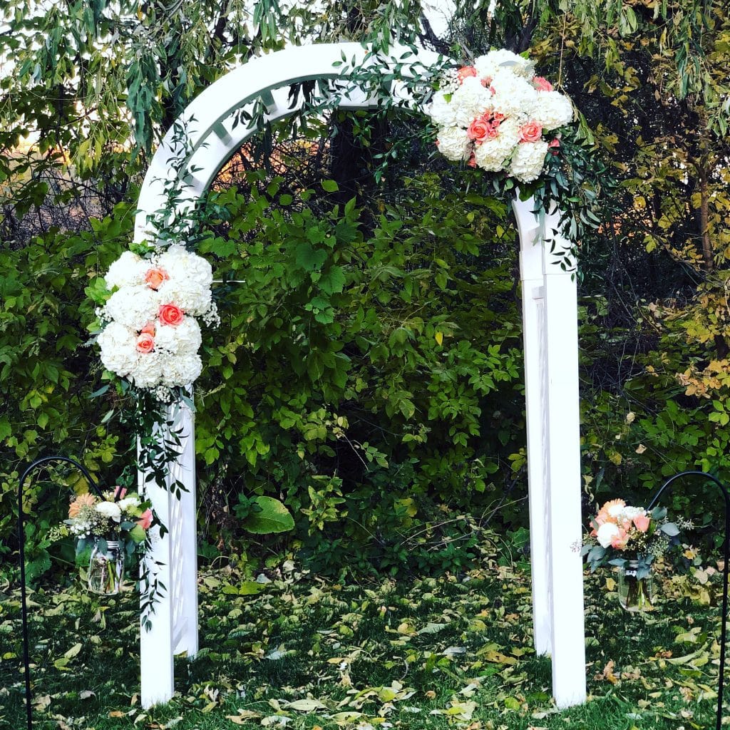 maple grove private home wedding ceremony arch