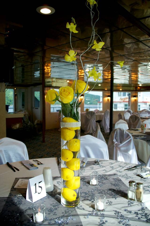 wedding centerpiece florist minnesota yellow rose lemons