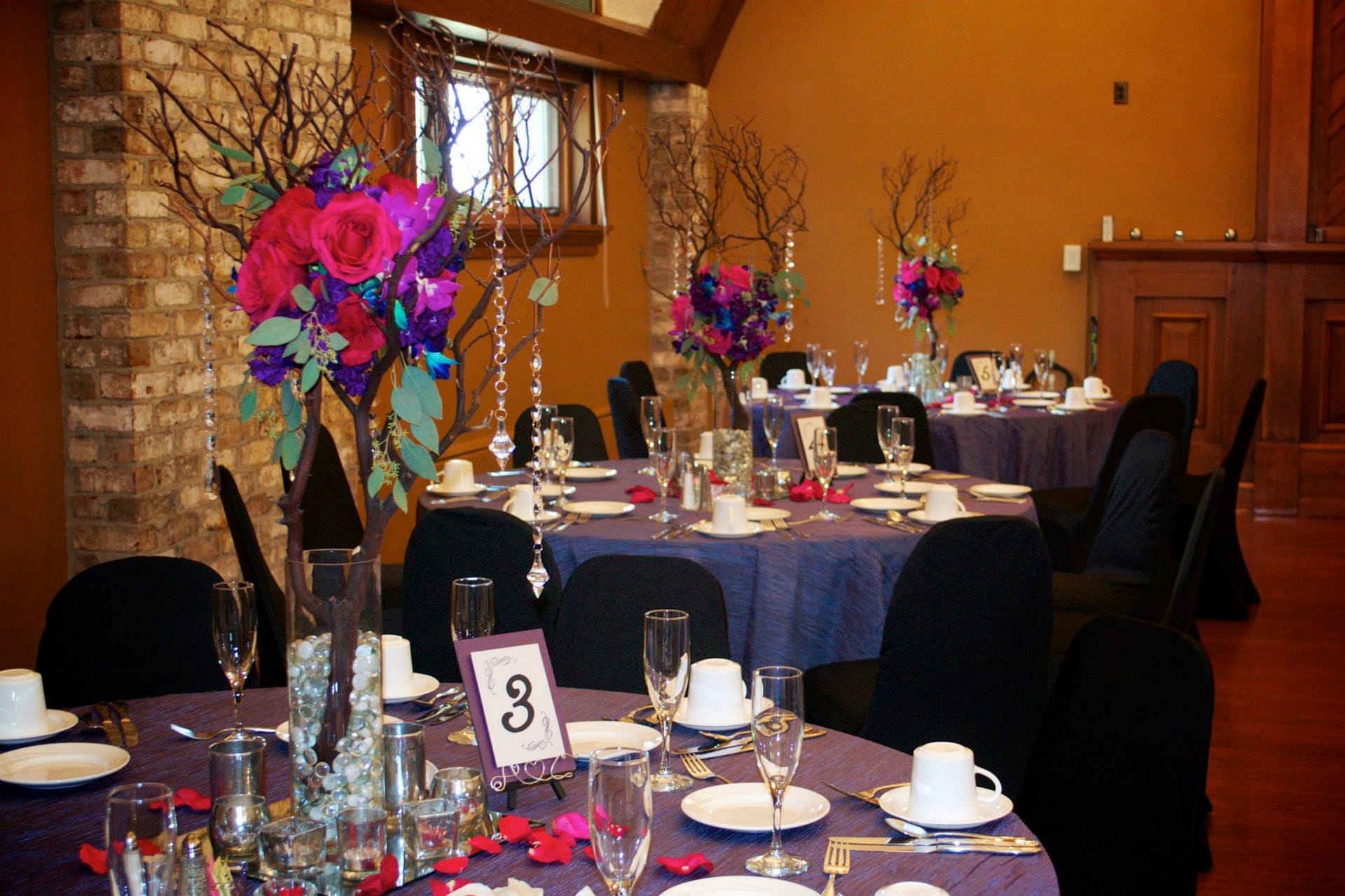 wedding centerpiece florist minnesota purple pink palette